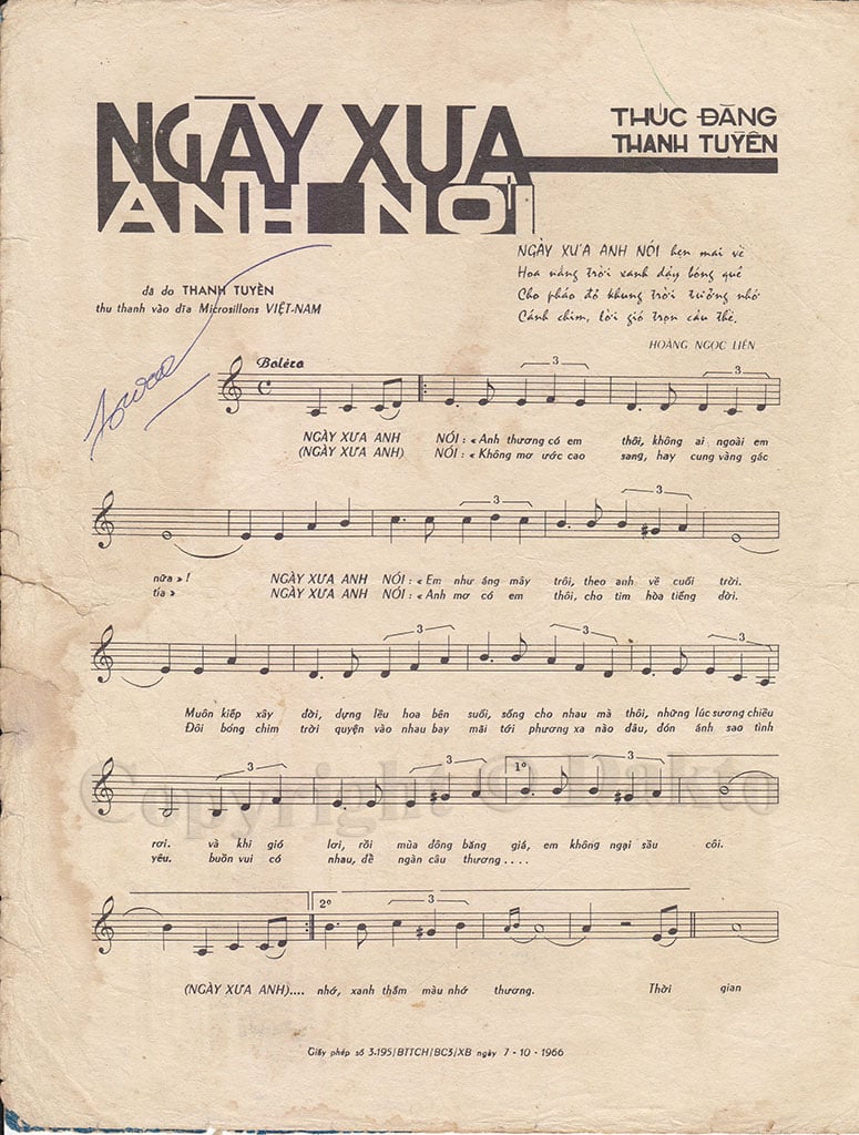 Sheet nhạc Ngày xưa anh nói - Trang 2