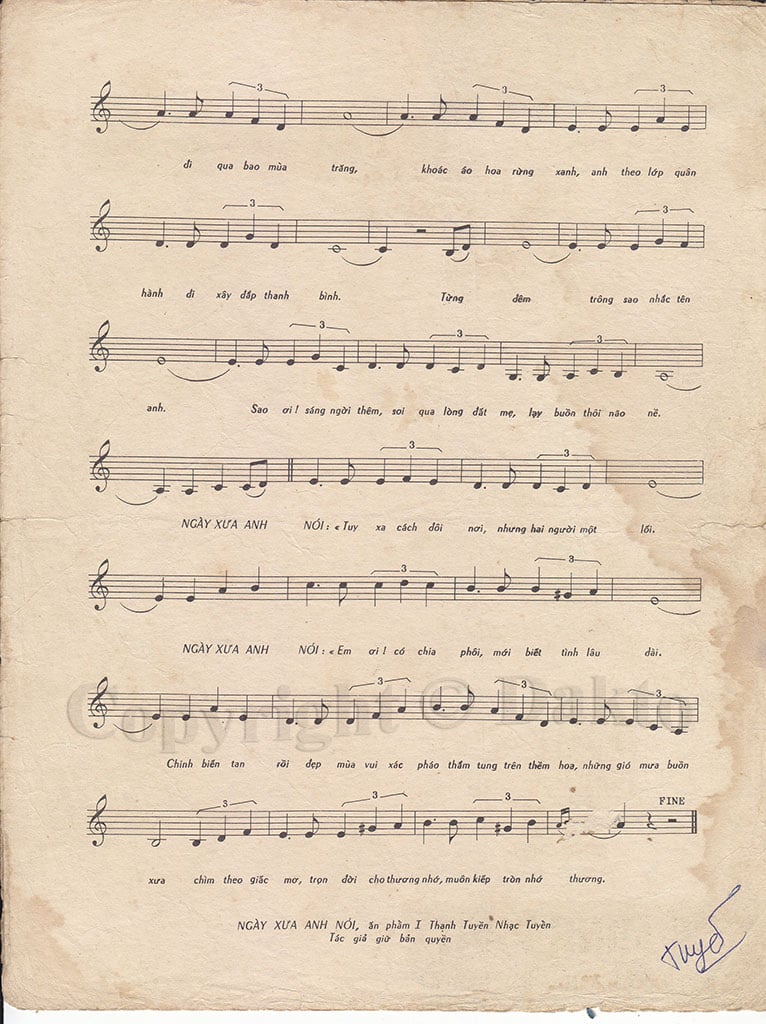 Sheet nhạc Ngày xưa anh nói - Trang 3
