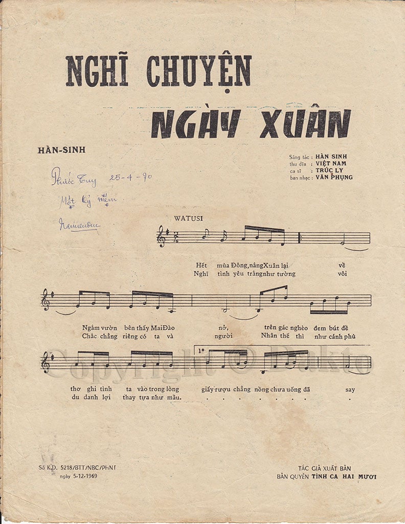 Sheet nhạc Nghĩ chuyện ngày xuân - Trang 2
