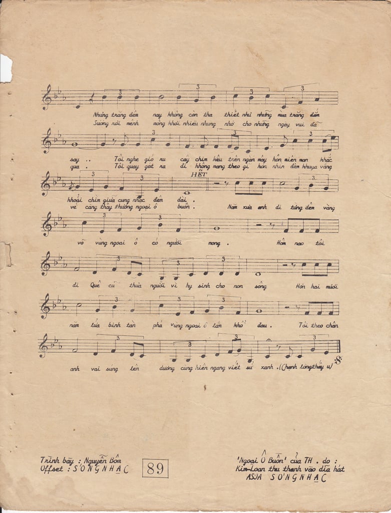 Sheet nhạc Ngoại ô buồn - Trang 3