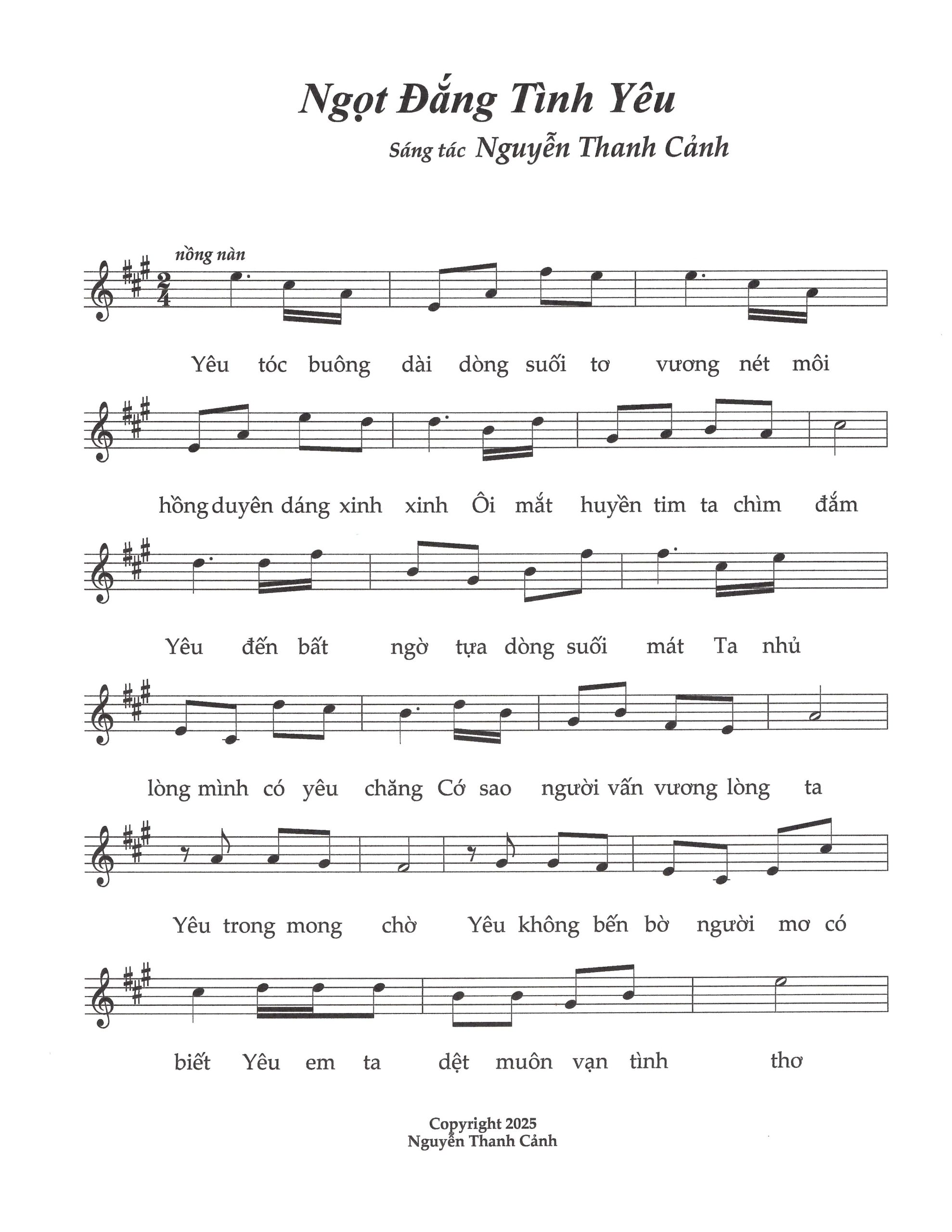 Sheet nhạc Ngọt đắng tình yêu - Trang 1