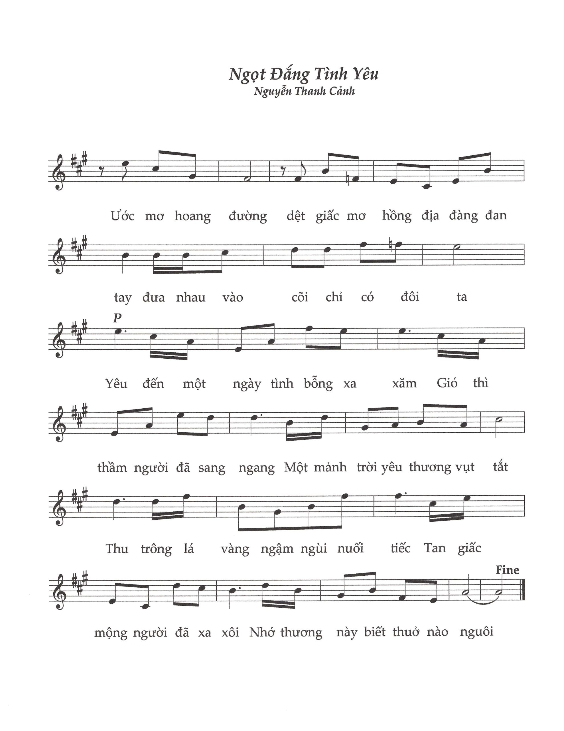 Sheet nhạc Ngọt đắng tình yêu - Trang 2