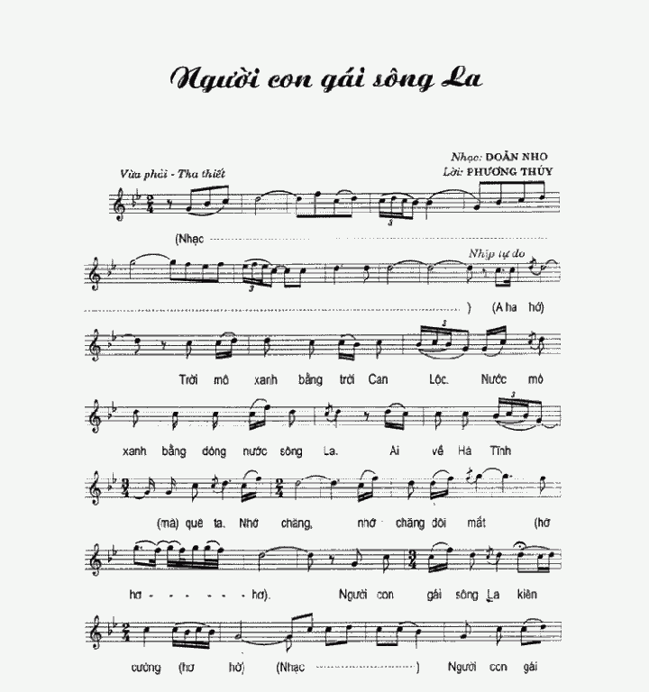 Sheet nhạc Người con gái sông La - Trang 1