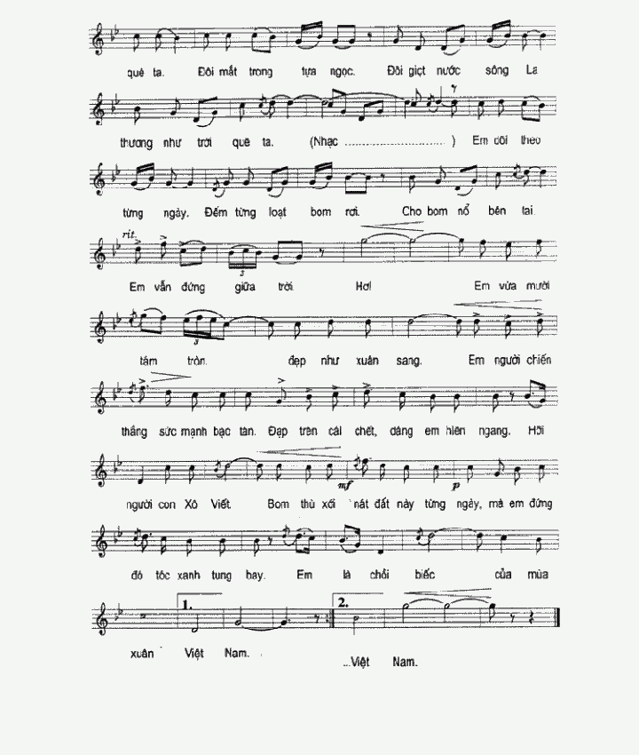 Sheet nhạc Người con gái sông La - Trang 2