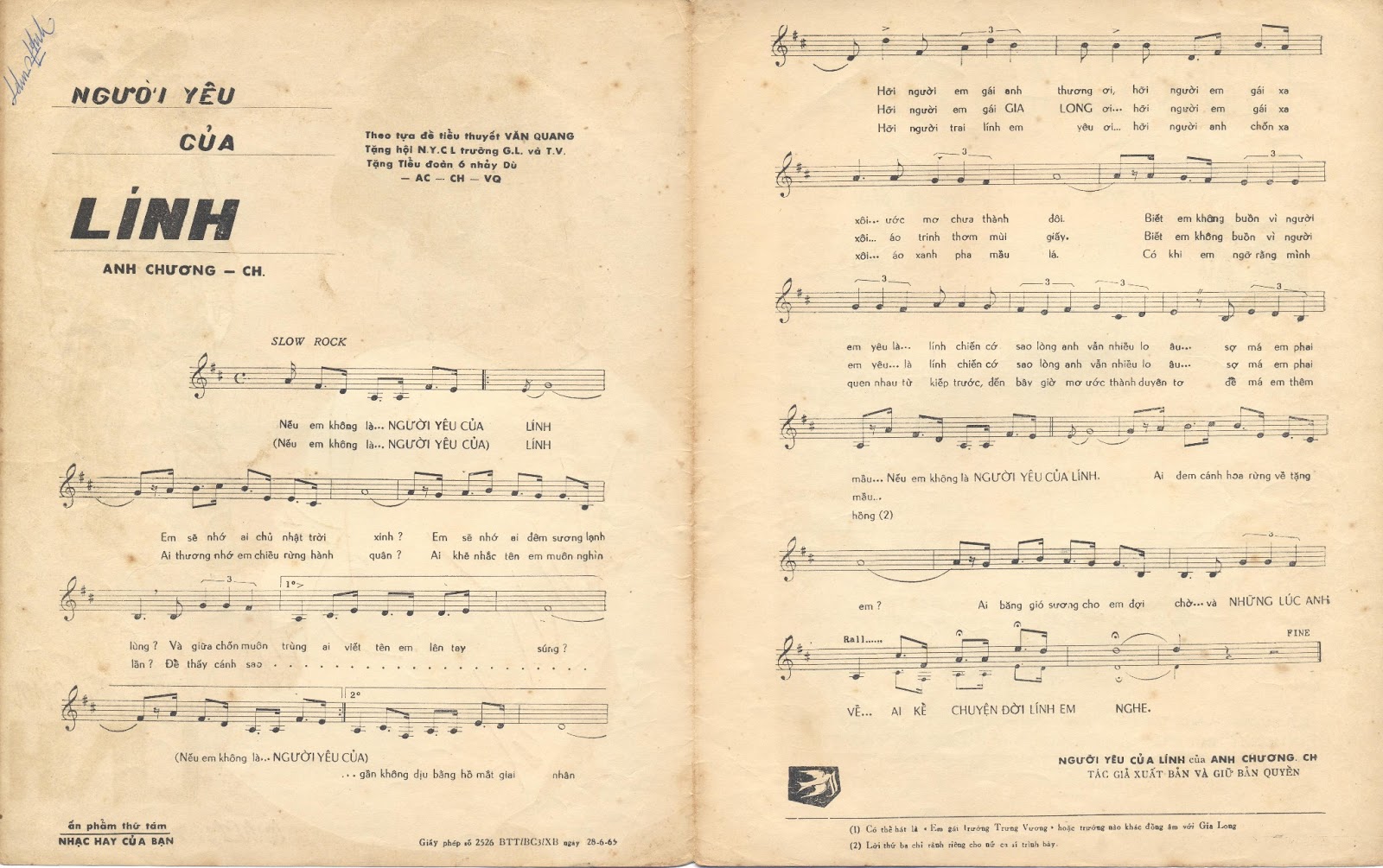 Sheet nhạc Người yêu của lính - Trang 2