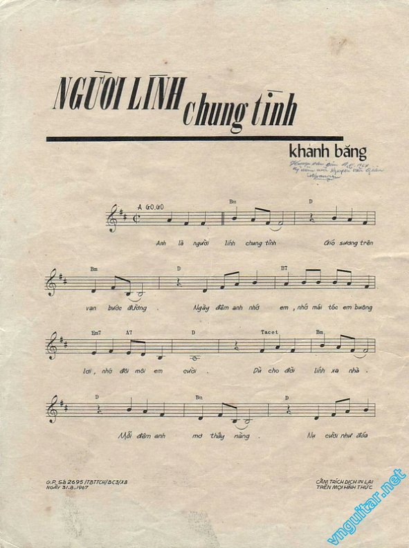 Sheet nhạc Người lính chung tình - Trang 1