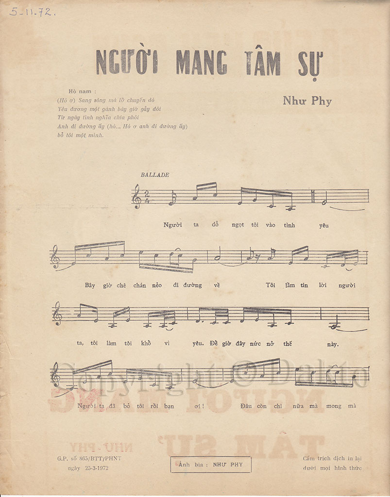 Sheet nhạc Người mang tâm sự - Trang 2