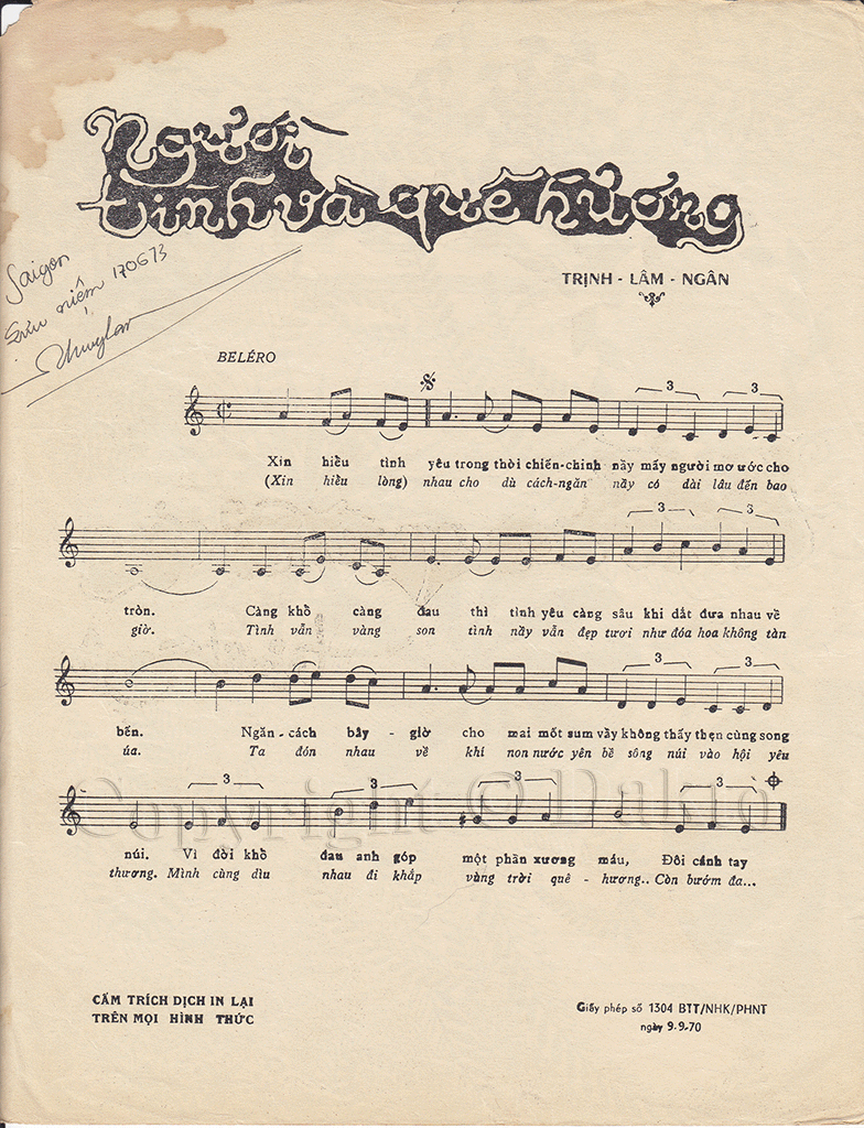 Sheet nhạc Người tình và quê hương - Trang 2