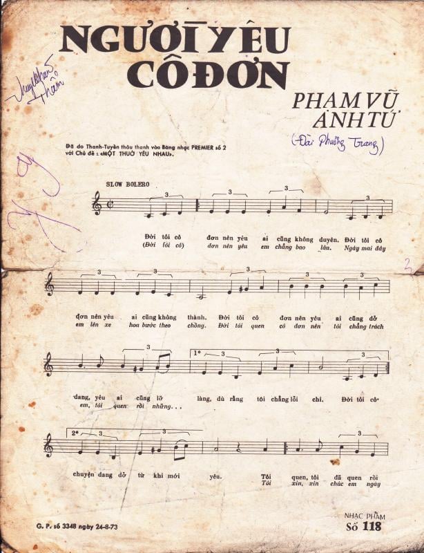 Sheet nhạc Người yêu cô đơn - Trang 2