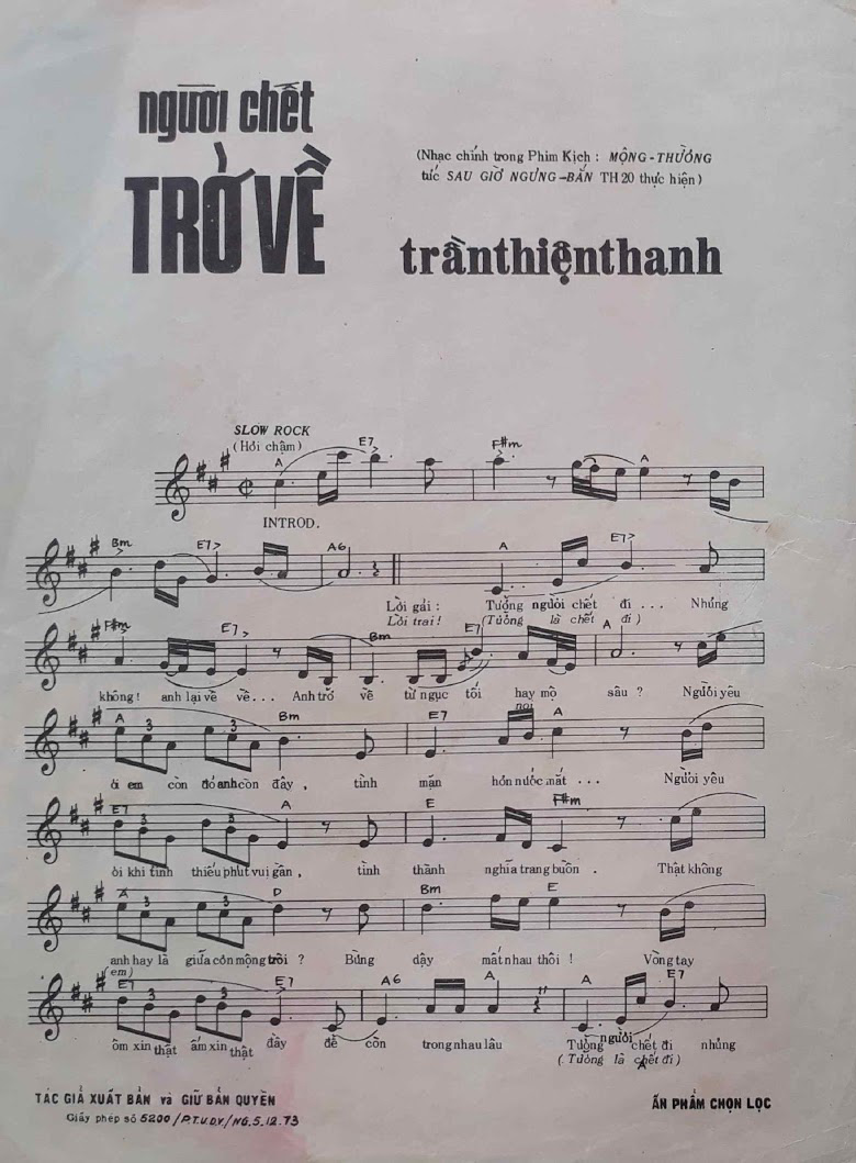 Sheet nhạc Tưởng người chết đi - Trang 2