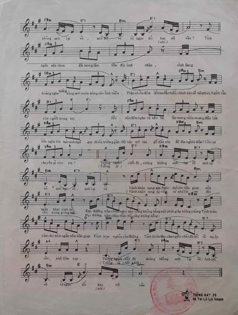 Sheet nhạc Tưởng người chết đi - Trang 3