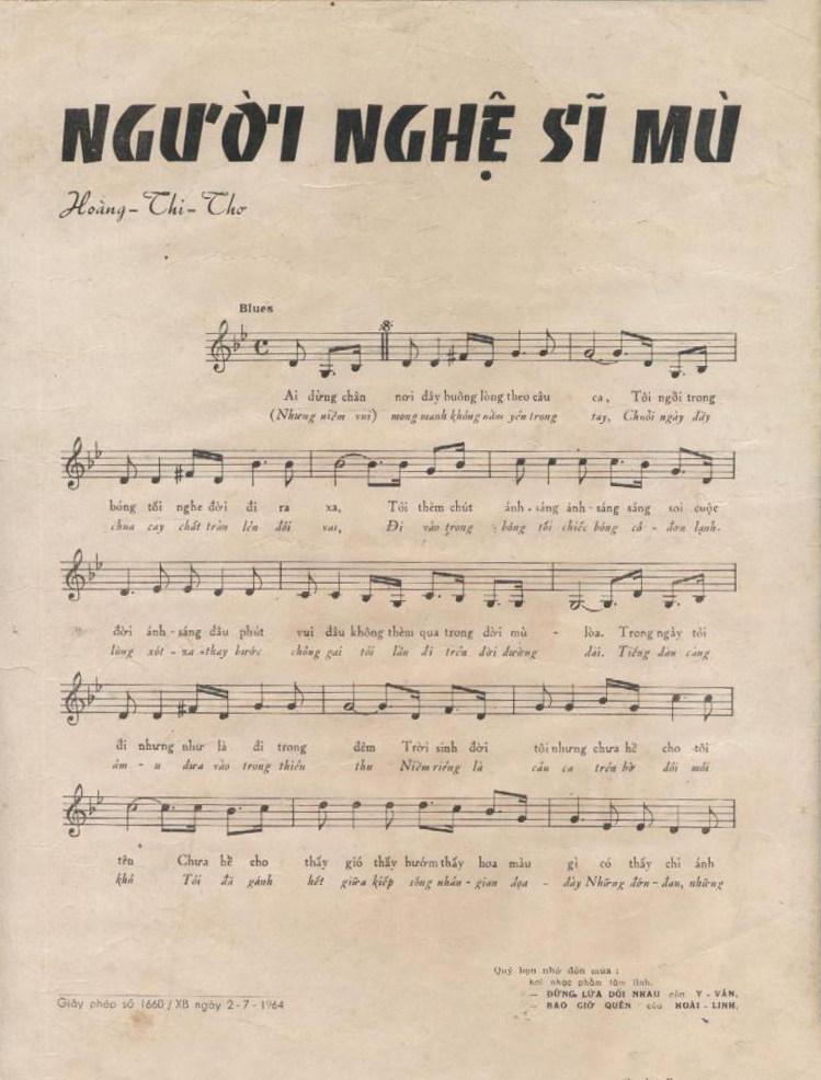 Sheet nhạc Người nghệ sĩ mù - Trang 2