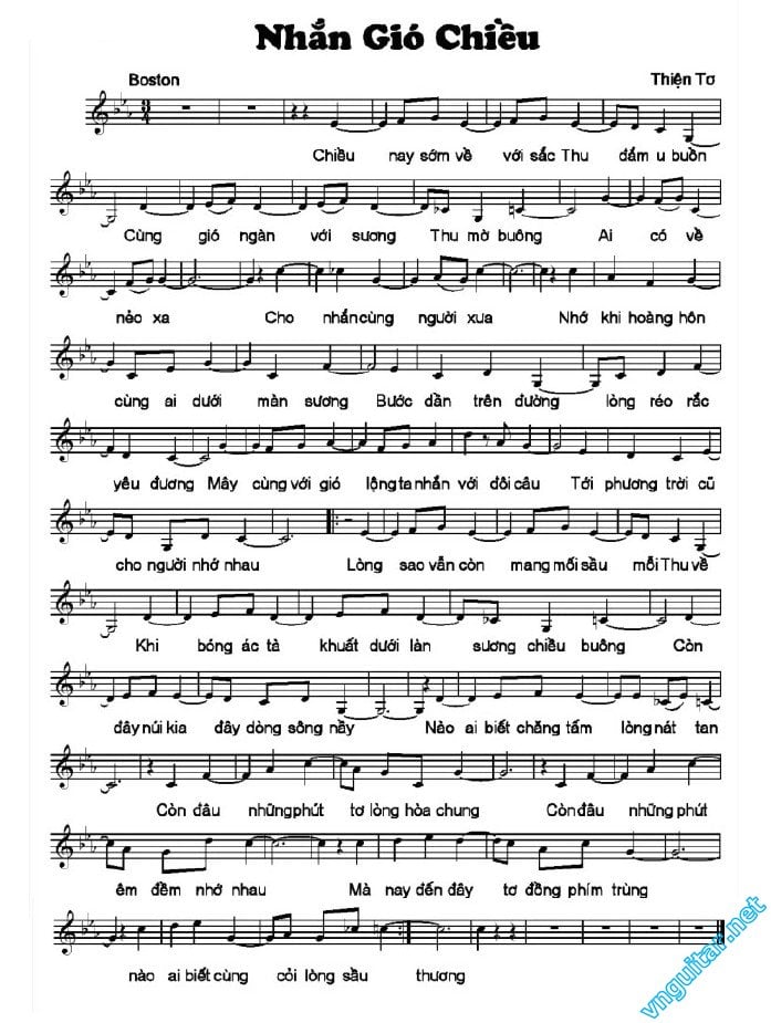 Sheet nhạc Nhắn gió chiều - Trang 1