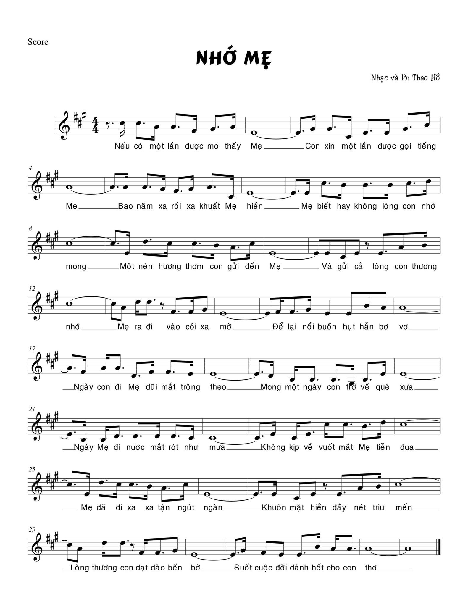 Sheet nhạc Nhớ mẹ - Trang 1