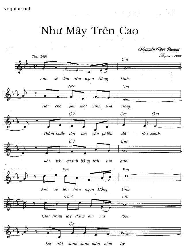 Sheet nhạc Như mây trên cao - Trang 1