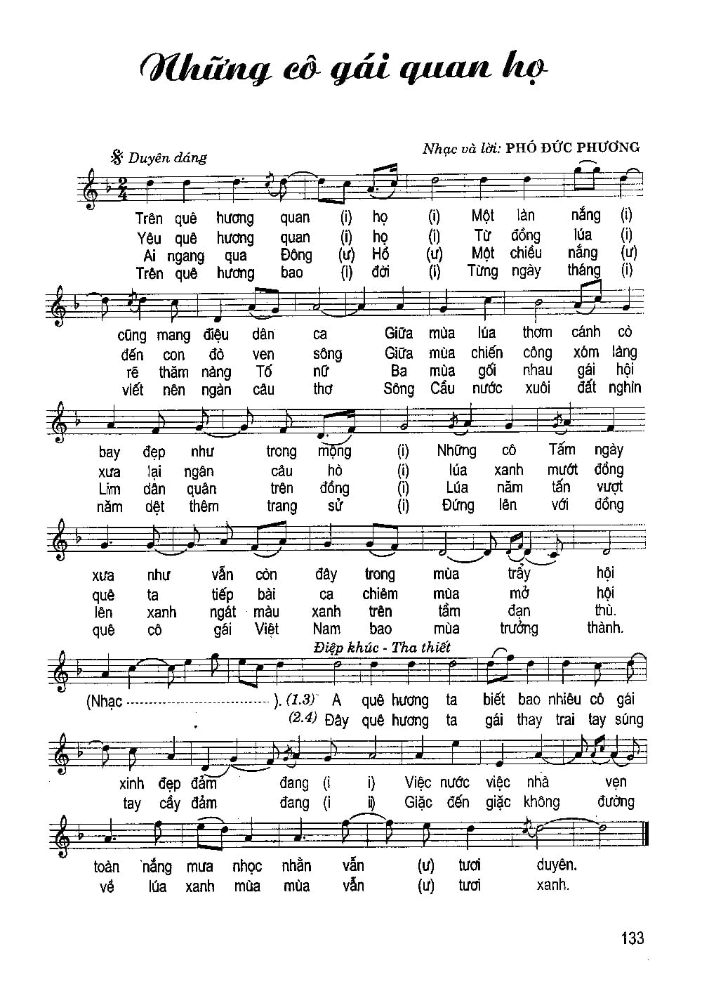 Sheet nhạc Những cô gái Quan họ - Trang 1