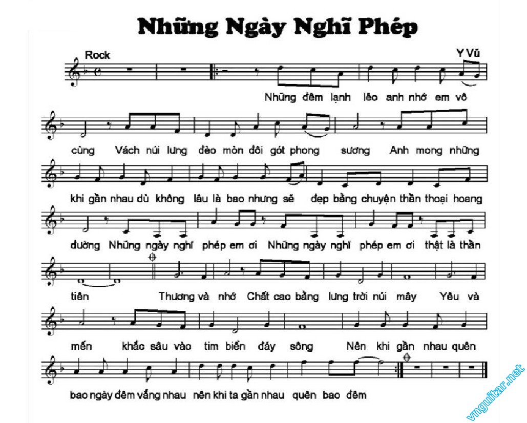 Sheet nhạc Những ngày nghỉ phép - Trang 1