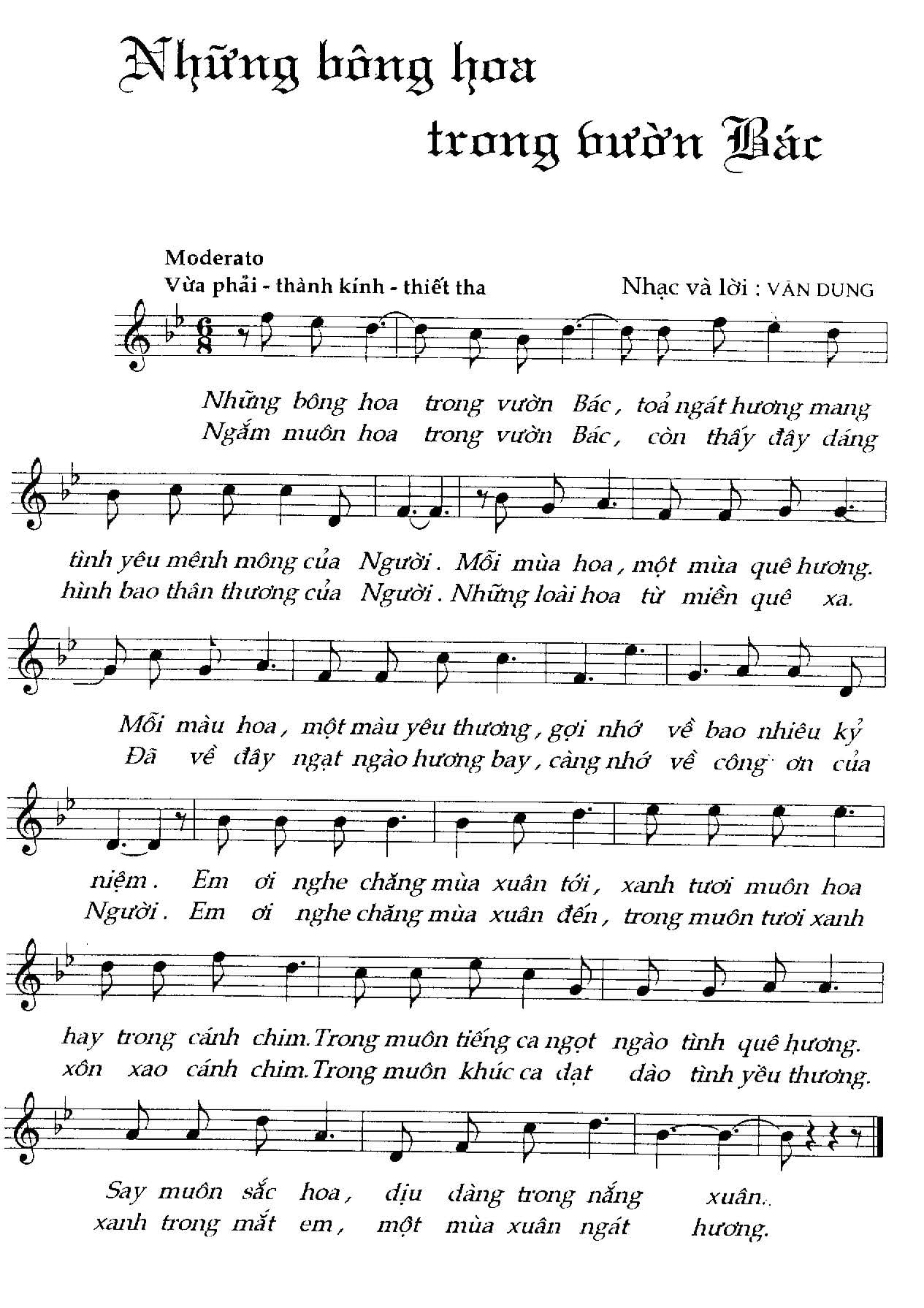 Sheet nhạc Những bông hoa trong vườn Bác - Trang 1