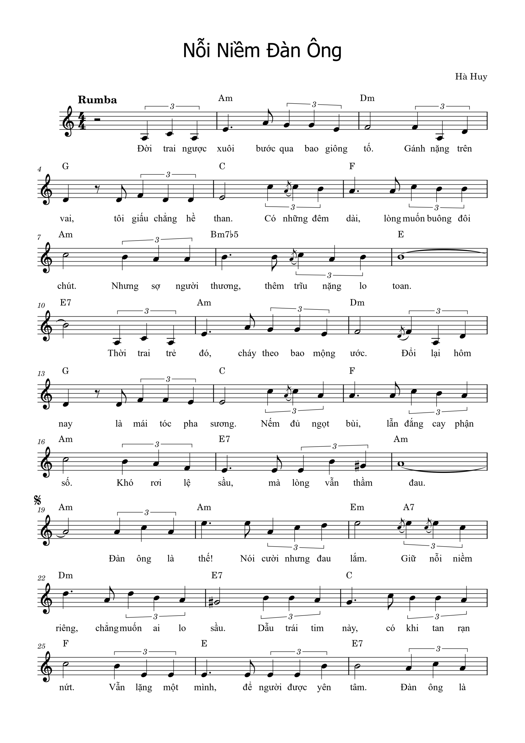 Sheet nhạc Nỗi niềm đàn ông - Trang 1