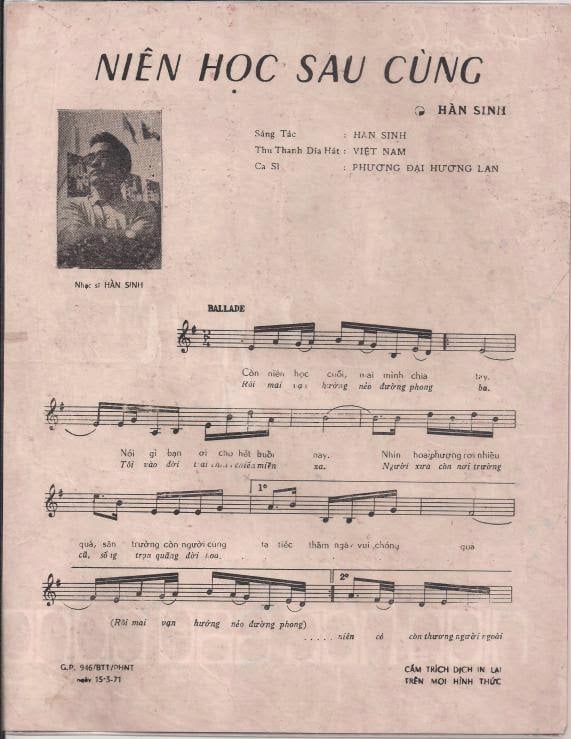 Sheet nhạc Niên học sau cùng - Trang 2