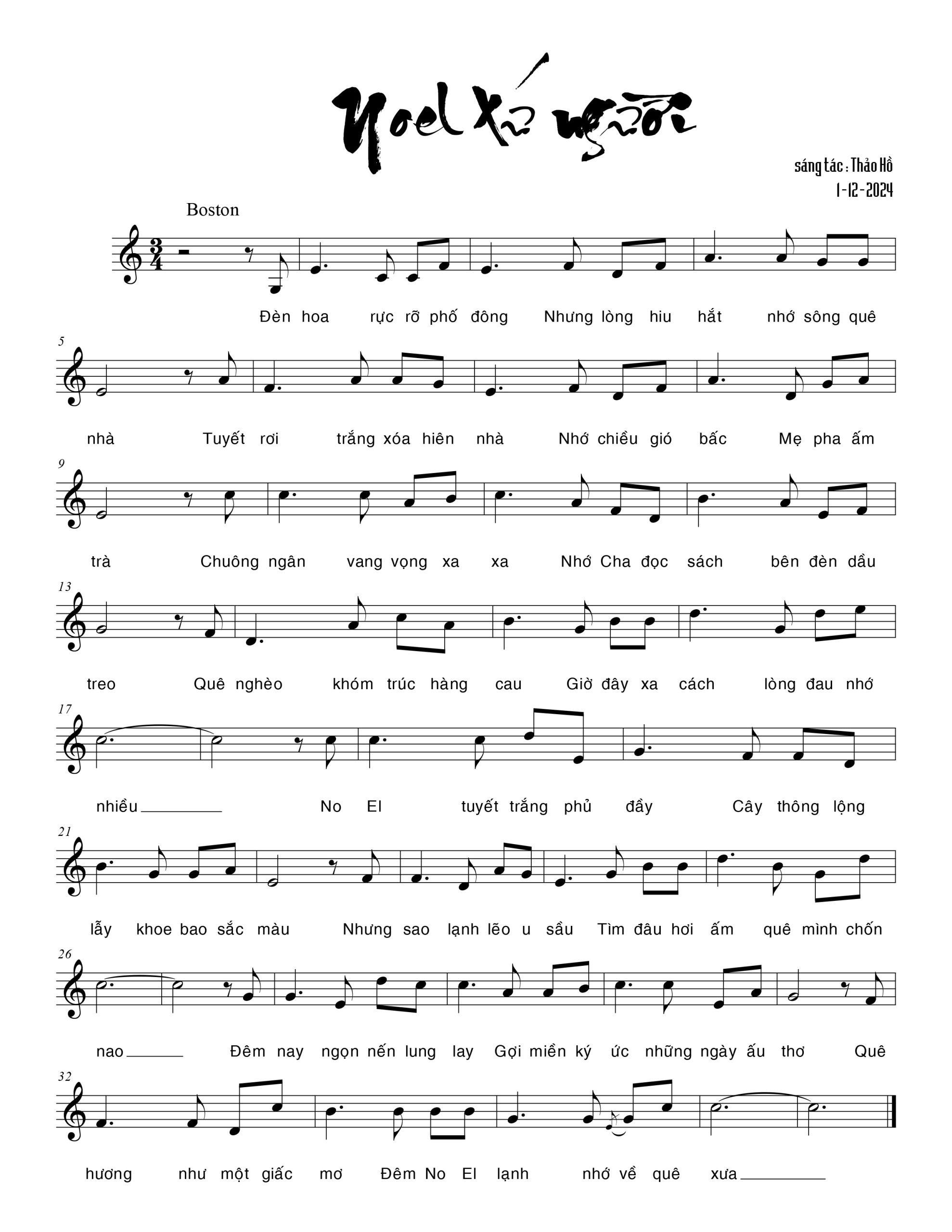 Sheet nhạc Noel xứ người - Trang 1