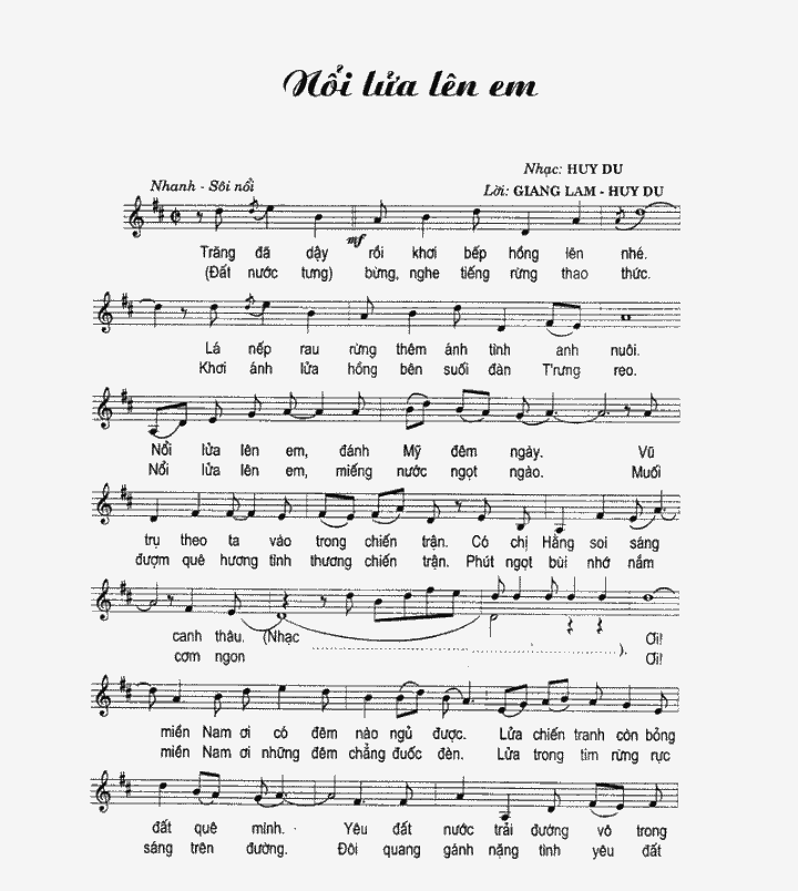 Sheet nhạc Nổi lửa lên em - Trang 1