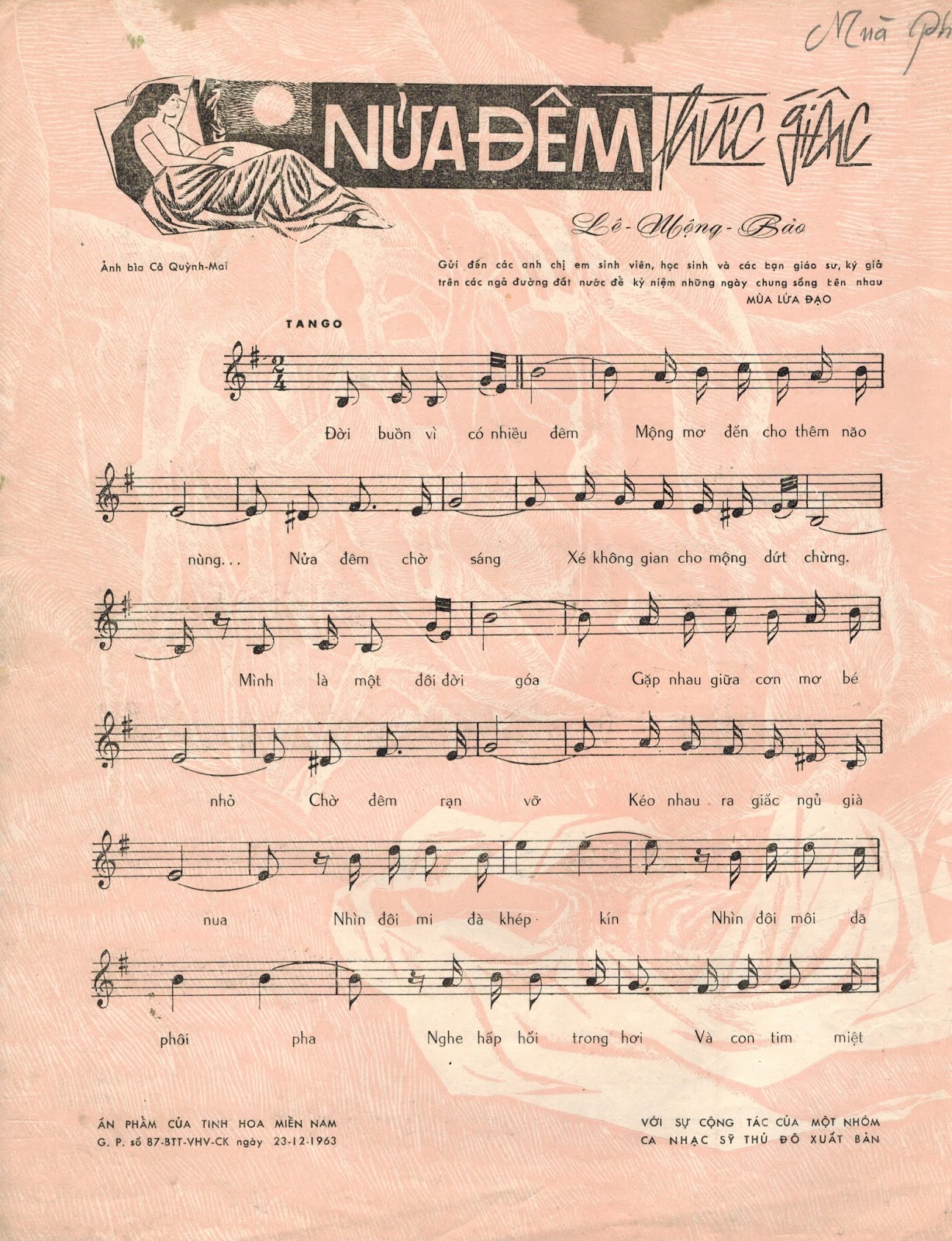 Sheet nhạc Nửa đêm thức giấc - Trang 2