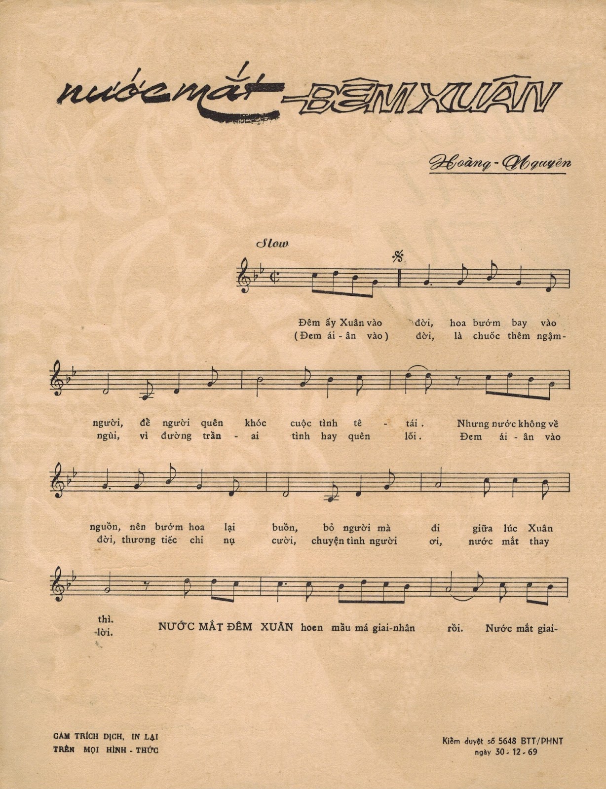 Sheet nhạc Nước mắt đêm xuân - Trang 2