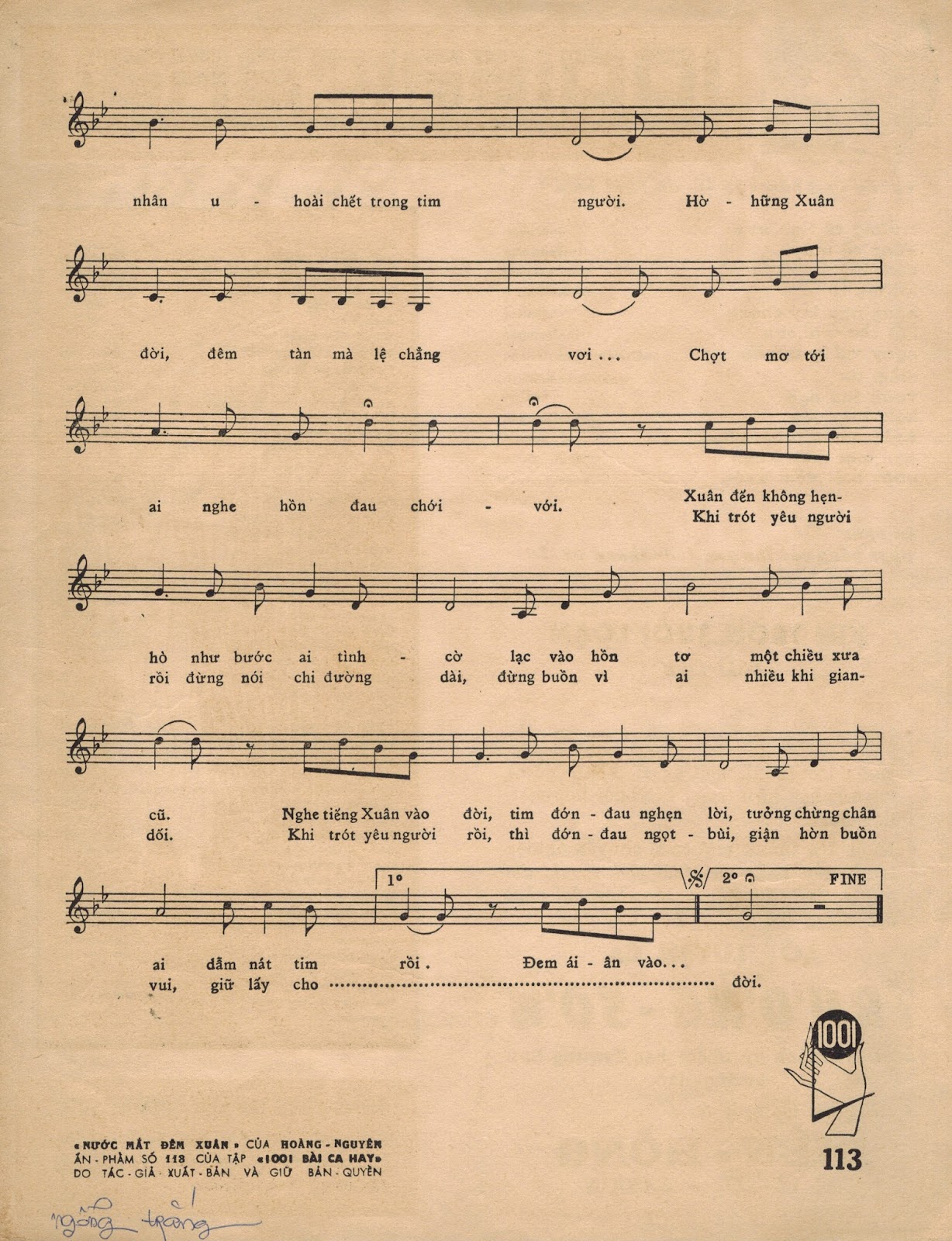 Sheet nhạc Nước mắt đêm xuân - Trang 3