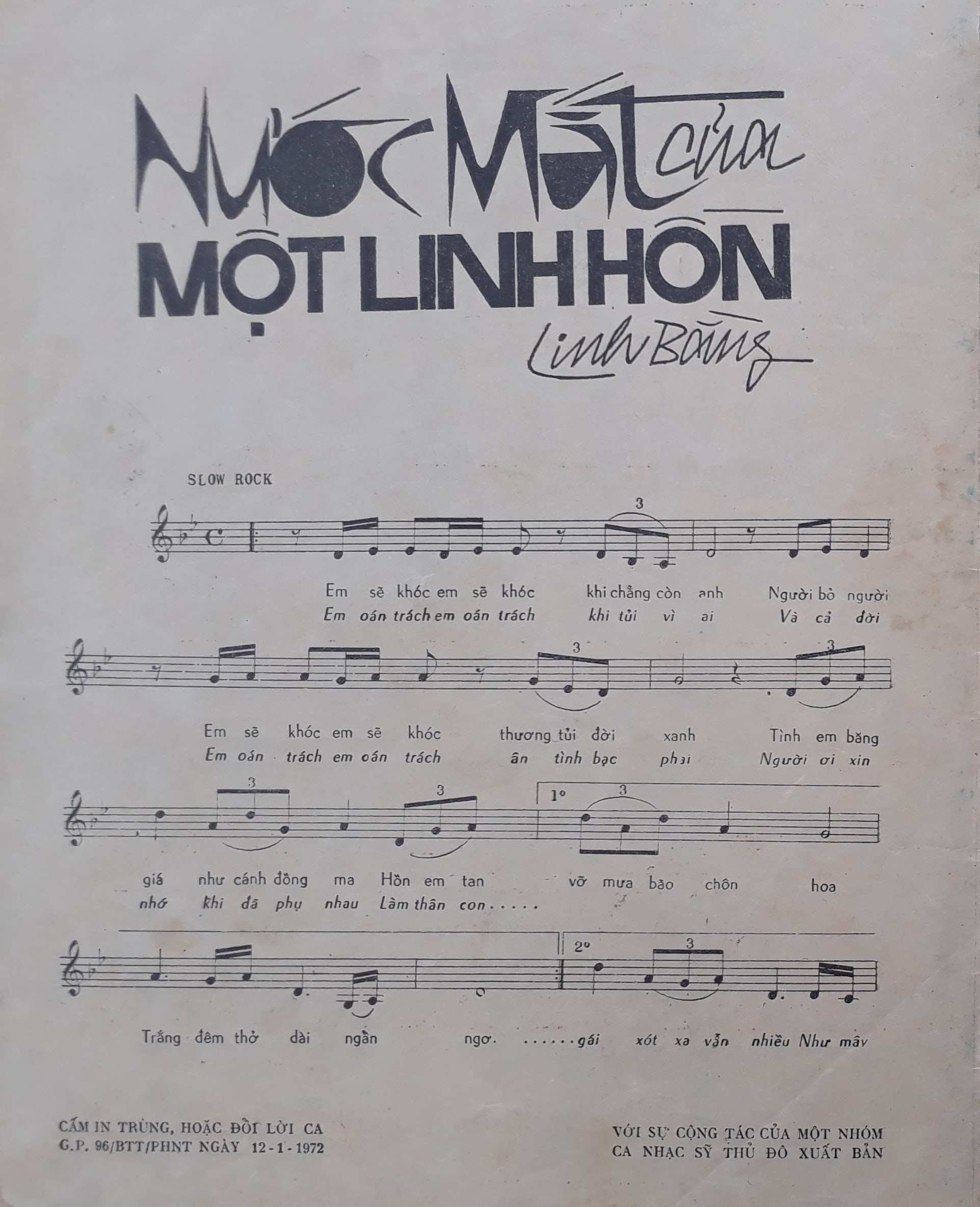 Sheet nhạc Nước mắt một linh hồn - Trang 2