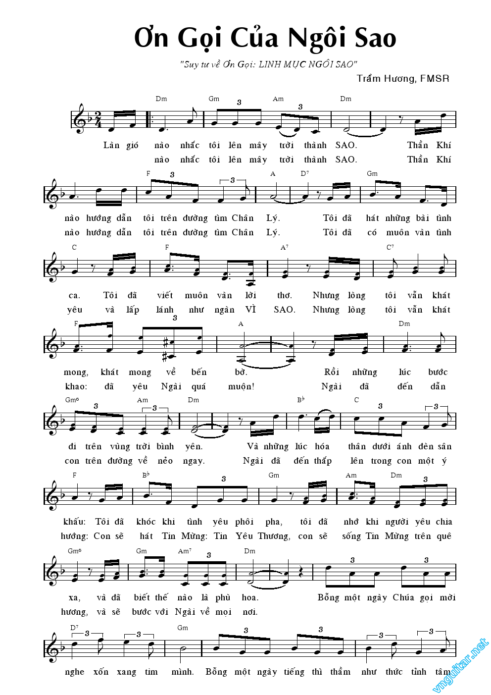 Sheet nhạc Ơn gọi của ngôi sao - Trang 1