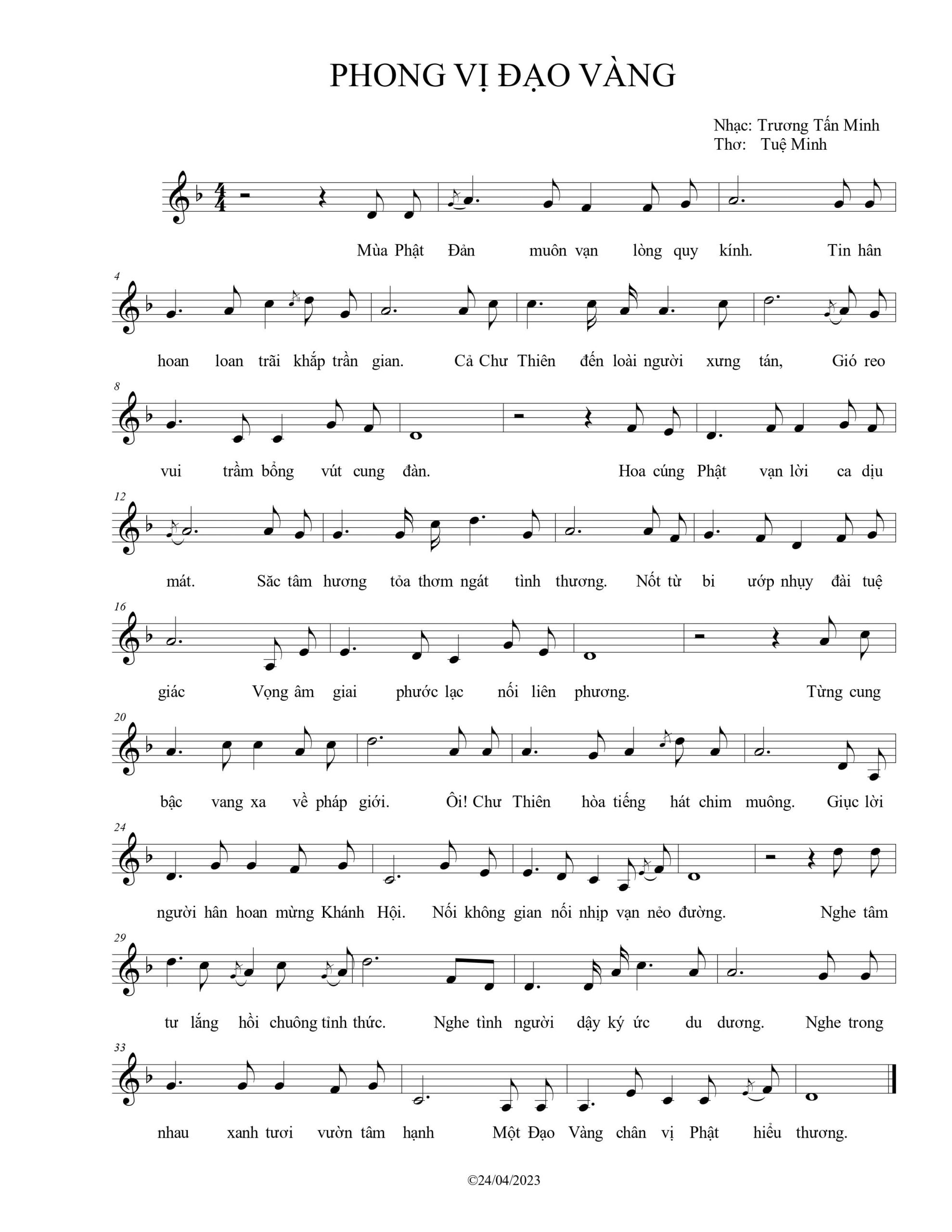 Sheet nhạc Phong vị đạo vàng - Trang 1