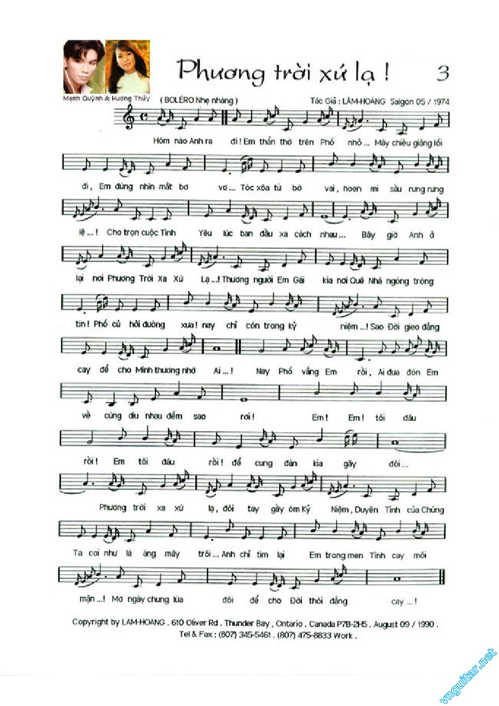 Sheet nhạc Phương trời xứ lạ - Trang 1