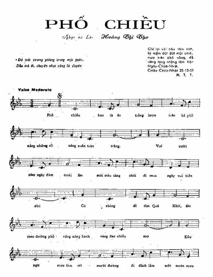 Sheet nhạc Phố chiều - Trang 1