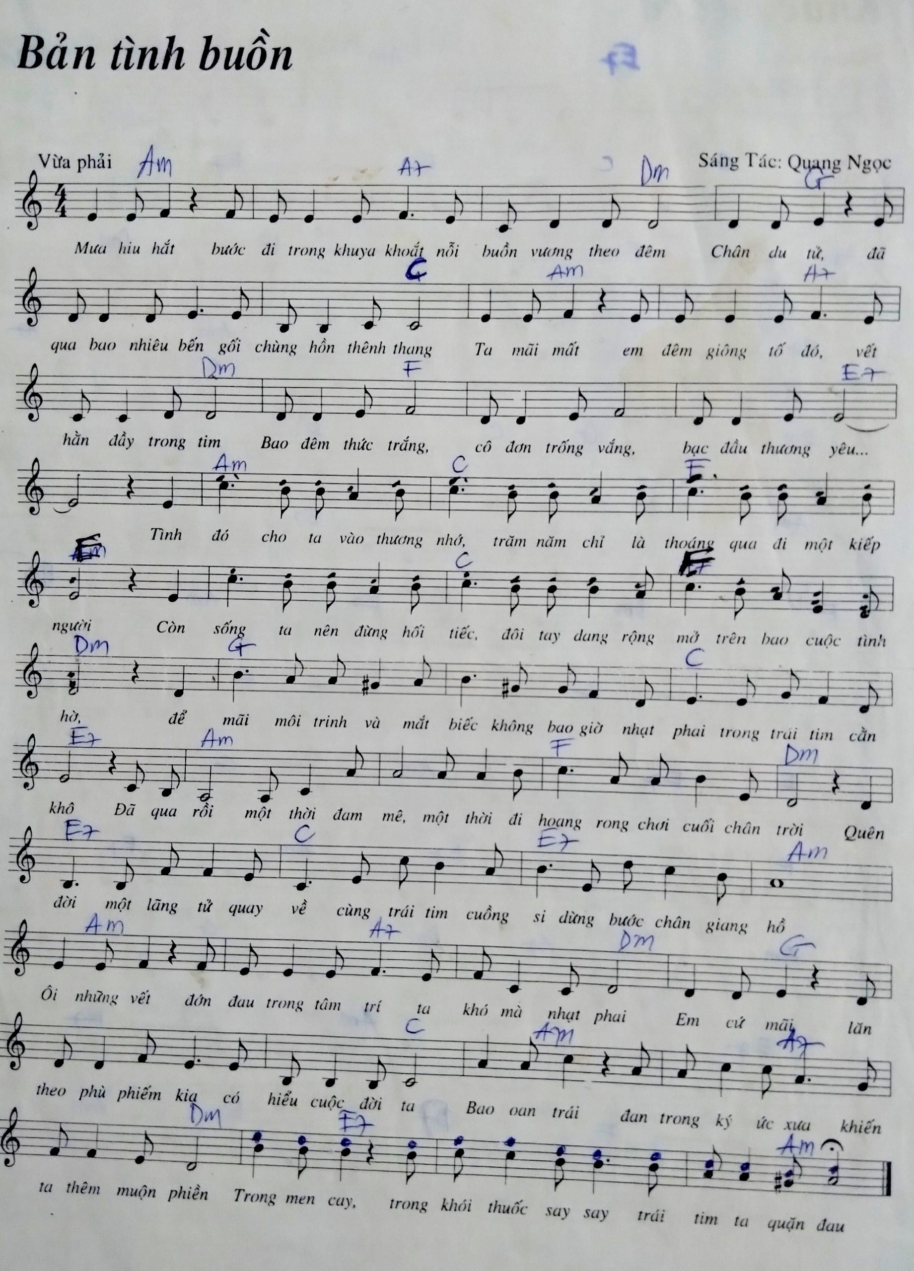 Sheet nhạc Bản tình buồn - Trang 1