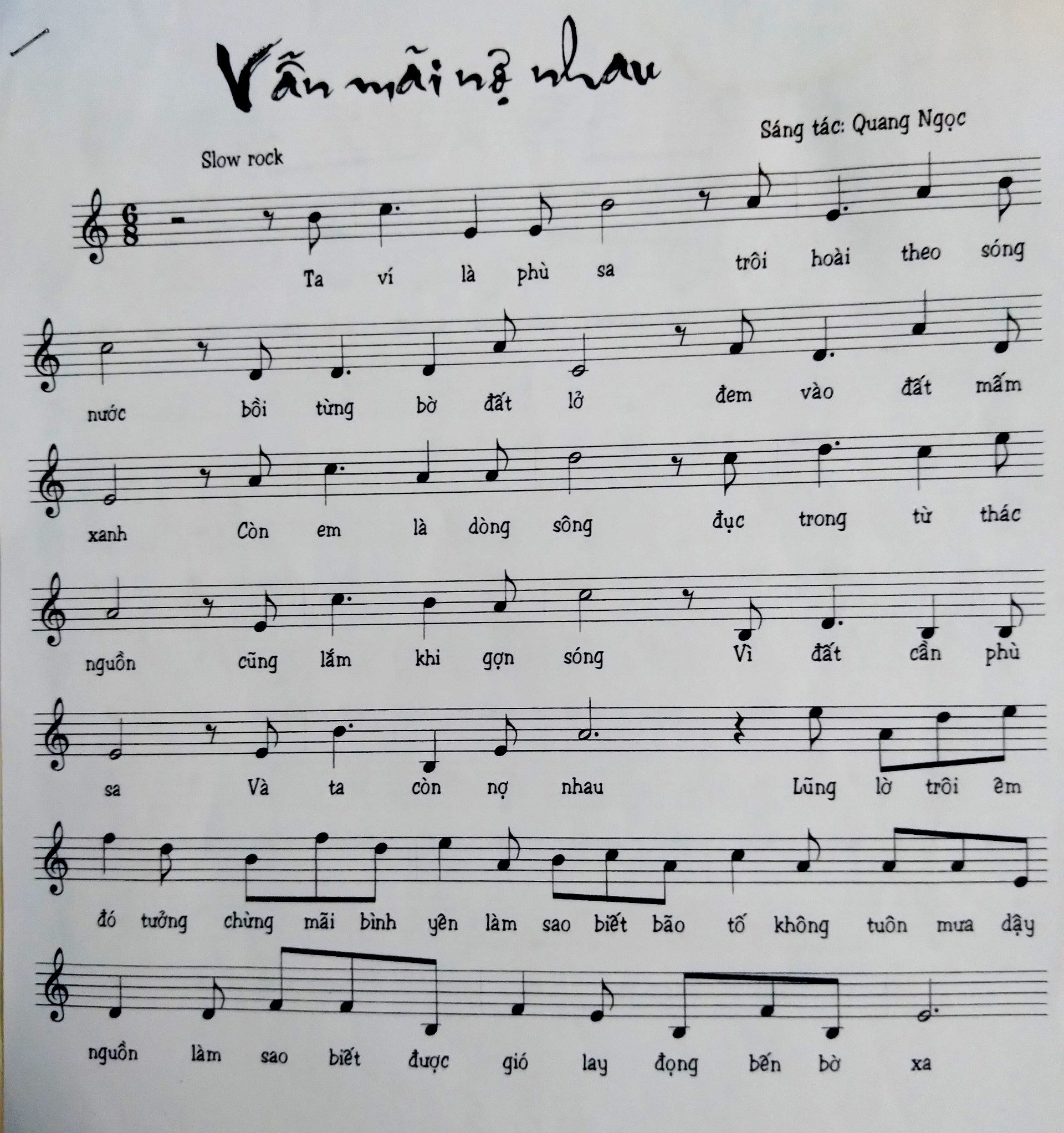 Sheet nhạc Vẫn mãi nợ nhau - Trang 1