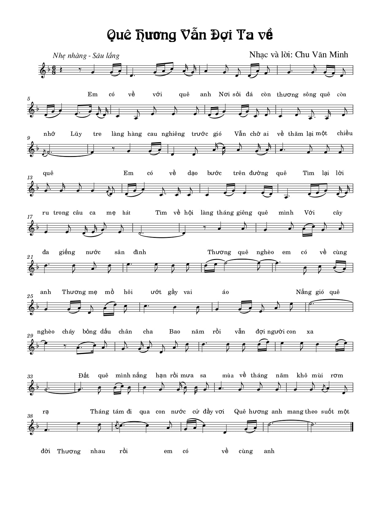 Sheet nhạc Quê hương vẫn đợi ta về - Trang 1