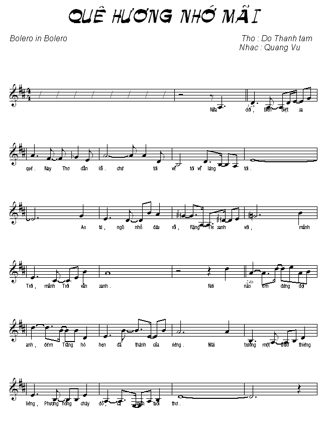 Sheet nhạc Quê hương nhớ mãi - Trang 1