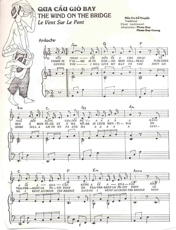 Qua cầu gió bay Sheet Nhạc