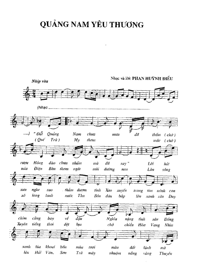 Sheet nhạc Quảng Nam yêu thương - Trang 1