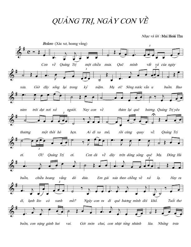 Sheet nhạc Quảng Trị ngày con về - Trang 1