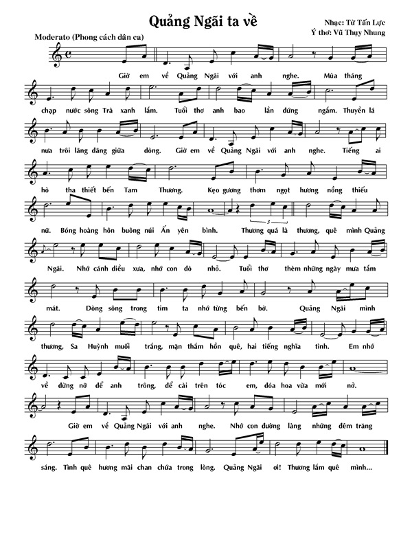 Sheet nhạc Quảng Ngãi ta về - Trang 1