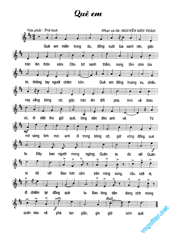 Sheet nhạc Quê em miền trung du - Trang 1