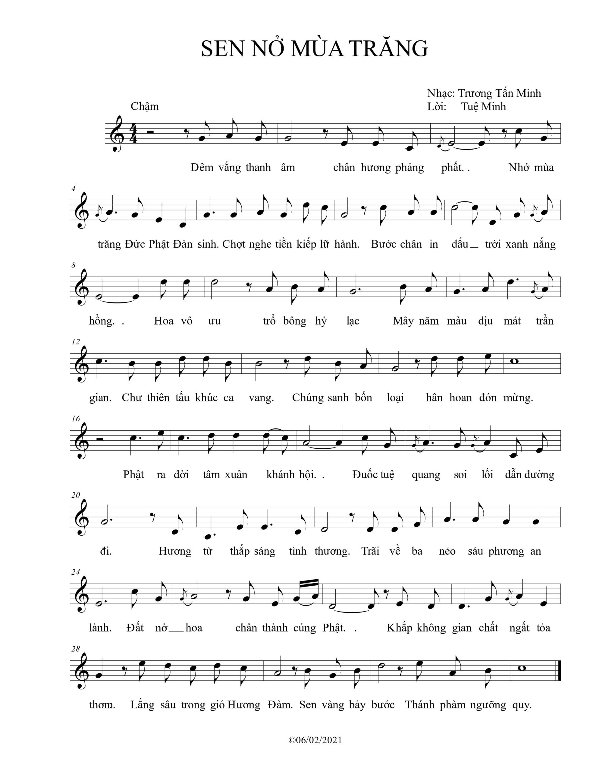 Sheet nhạc Sen nở mùa trăng - Trang 1