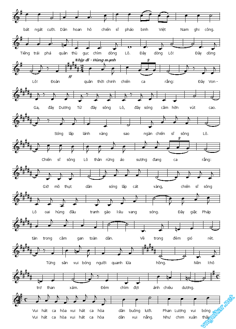 Sheet nhạc Sông Lô - Trang 2