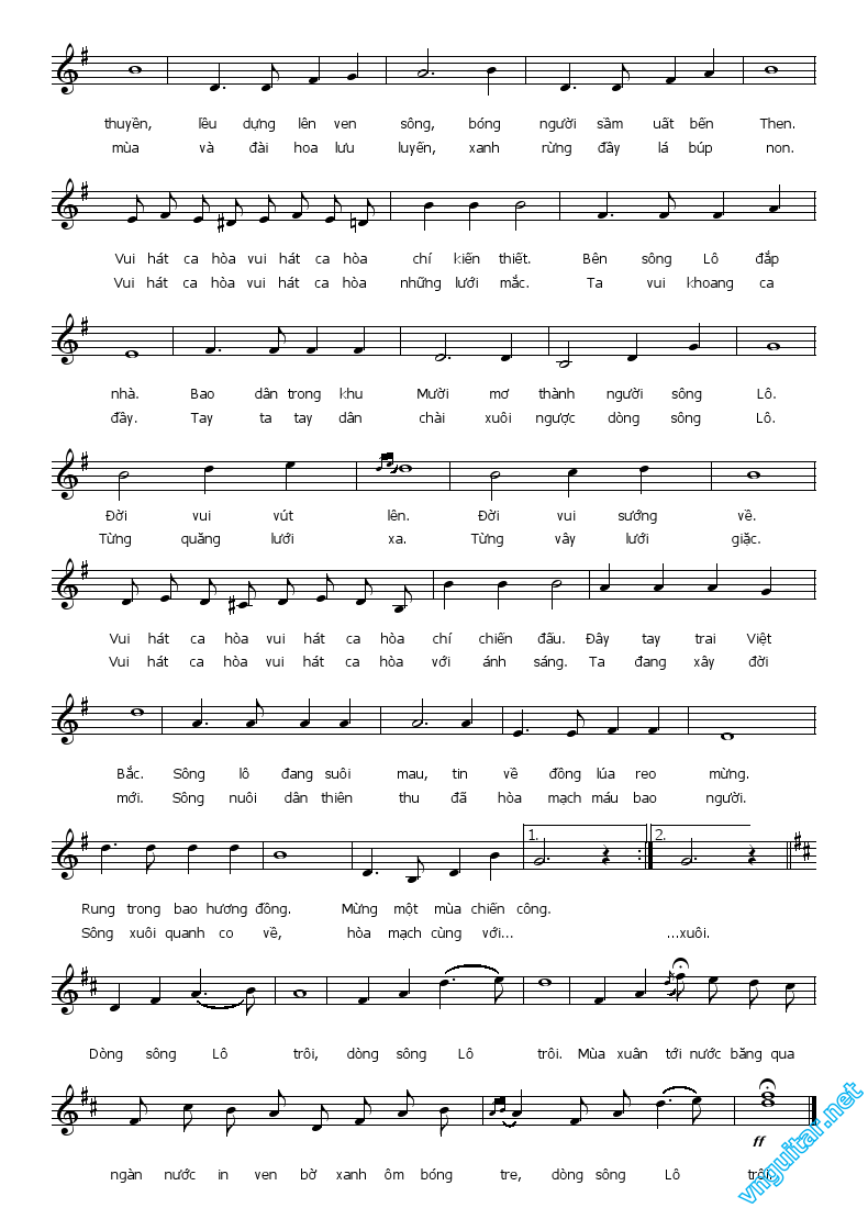 Sheet nhạc Sông Lô - Trang 3