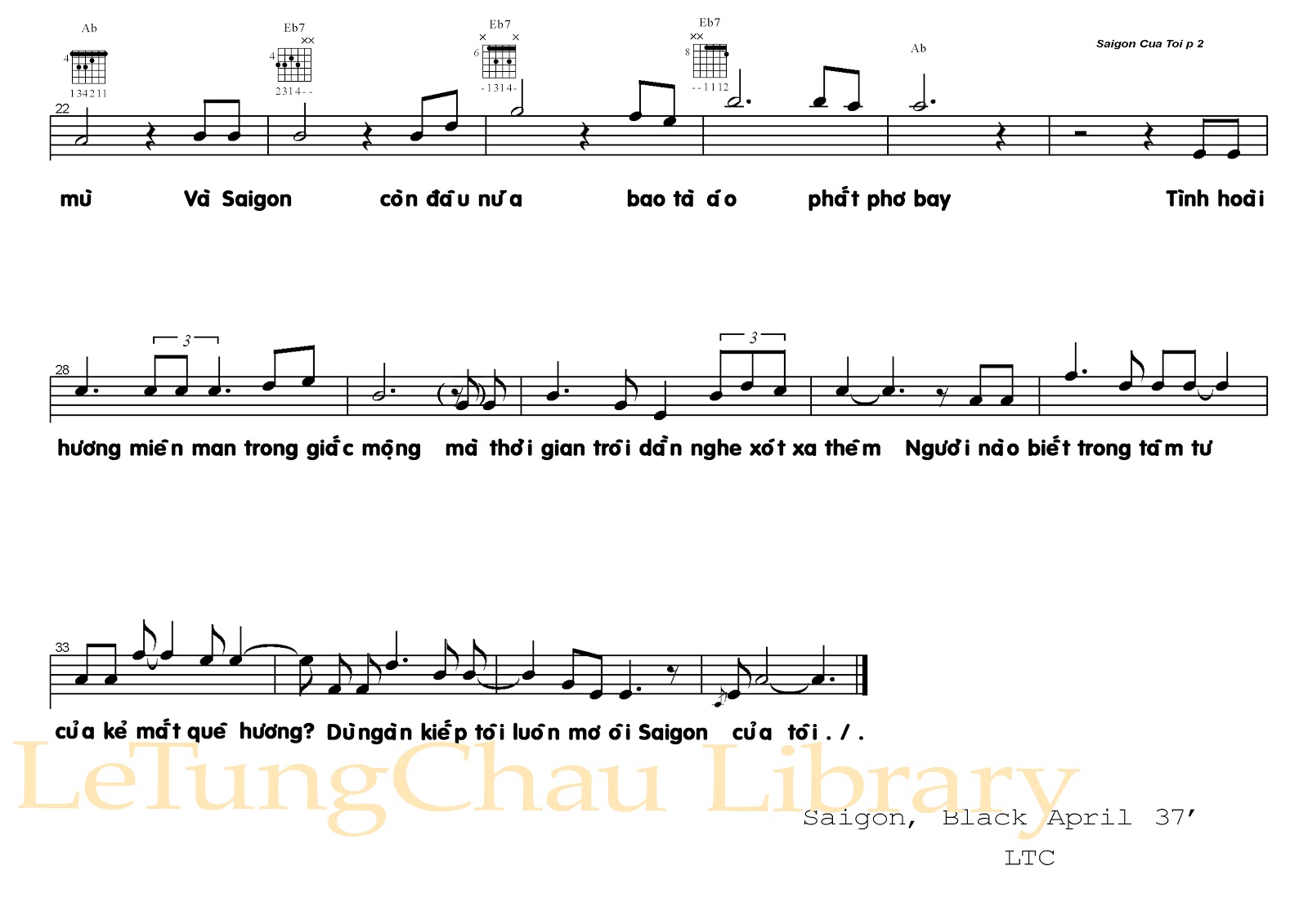 Sheet nhạc Sài Gòn của tôi - Trang 2