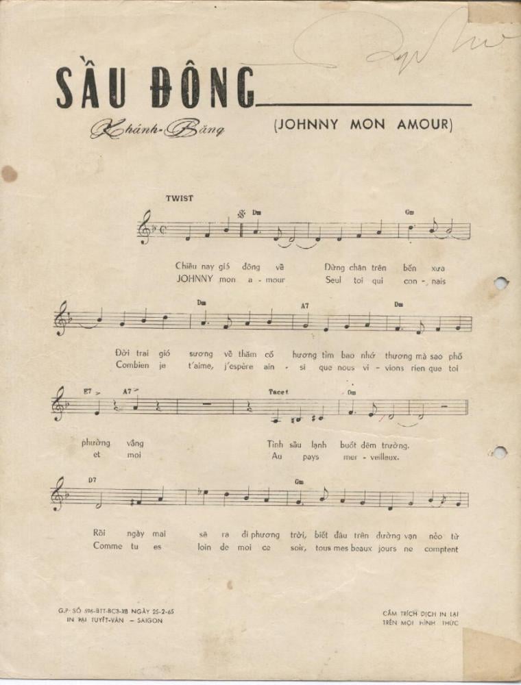 Sheet nhạc Sầu đông - Trang 2