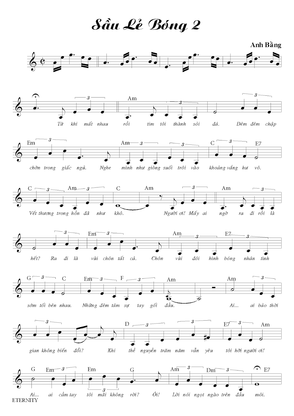 Sheet nhạc Sầu lẻ bóng 2 - Trang 1