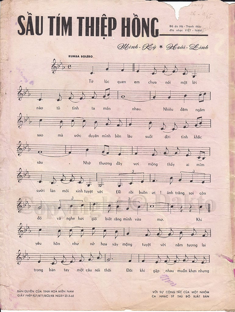 Sheet nhạc Sầu tím thiệp hồng - Trang 2